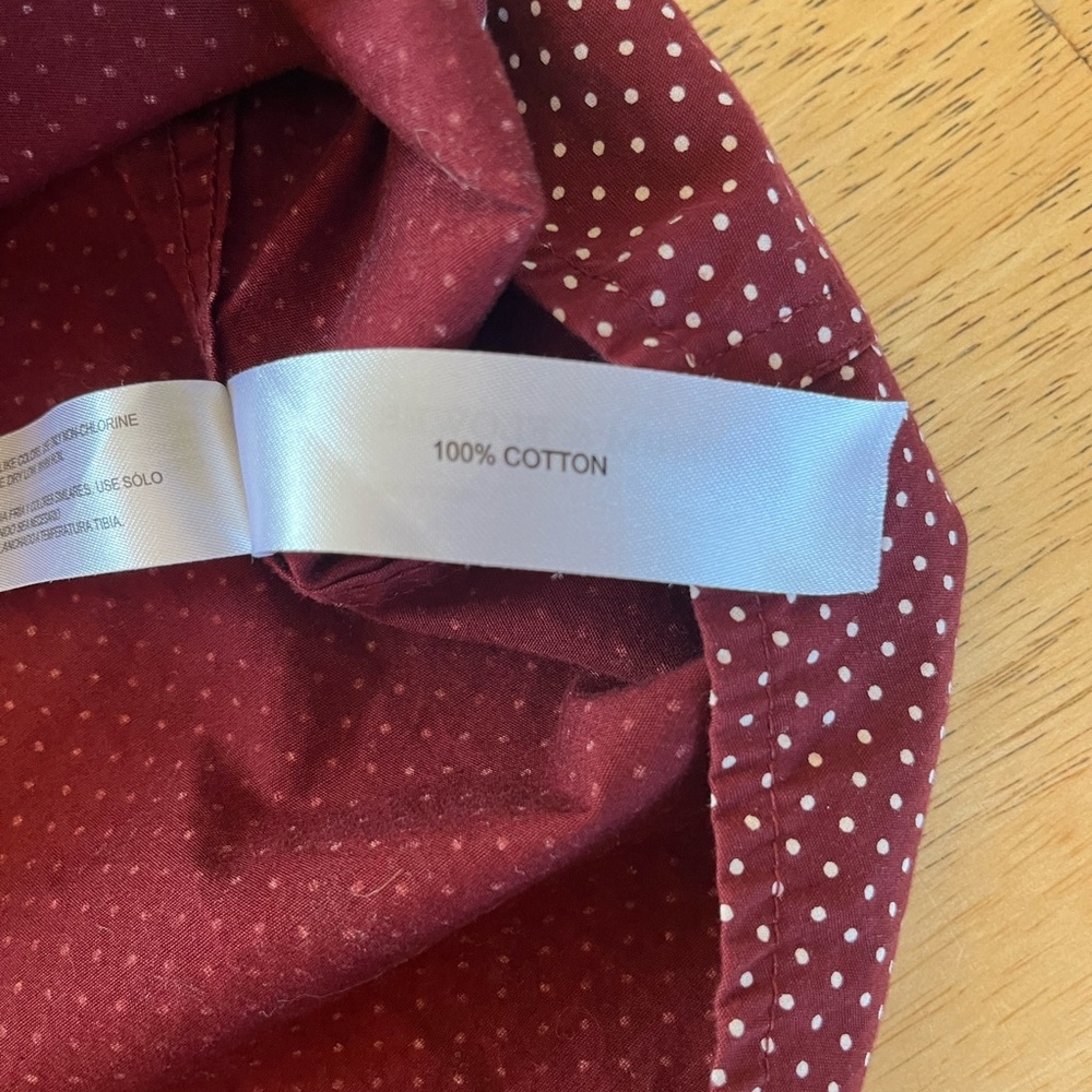 Denim & Flower Slim Fit Button Up Shirt Men's Sz M Burgundy Contrast Cuff Cotton - Picture 6 of 10